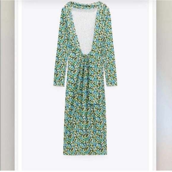 Zara Midi Floral Dress Size Large - Picture 14 of 15